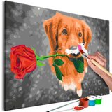 Slika za samostalno slikanje - Dog With Rose 60x40 Cijene