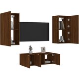 vidaXL Komplet TV omaric LED 4-delni rjavi hrast inženirski les | Shoptok.si