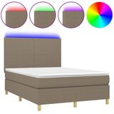  box spring s madracem LED smeđesivi 140x200 cm tkanina | shoptok.hr