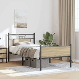 vidaXL Posteljni okvir brez vzmetnice hrast 80x200 cm inženirski les | Shoptok.si