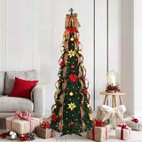 vidaXL Umestno božično drevo med 150 LED z stojalom Zelena 180 cm PVC Cene