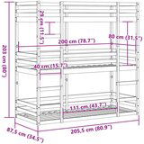 vidaXL Trojni pograd 80×200 cm trdna borovina | Shoptok.si