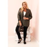 Kesi Włoski Plus Size women's quilted jacket with collar and button khaki | shoptok.hr