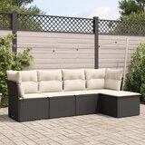 Maison Chic Seti vrtnega pohištva - Vrtna garnitura - Vrtni pohištvo set 5-delna z blazinami črn poli ratan, (21816399) | Shoptok.si