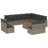 Maison Chic Seti vrtnega pohištva - Vrtna garnitura - Vrtni pohištvo set 13-delna z blazinami siv poli ratan, (21810239) | Shoptok.si