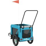 Prikolica za bicikl za ljubimce plavo-crna od tkanine i željeza | shoptok.hr