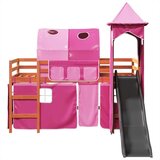 vidaXL Dječji krevet na kat s tornjem rozi 90x200 cm masivna borovina | shoptok.hr