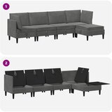 Set namještaja za dnevni boravak 5 pcs Tamnosiva Baršun | shoptok.hr