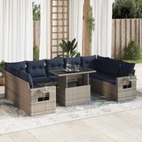  10-dijelni set vrtnih sofa poliratan i bagrem s jastucima sivi | Eponuda.ba