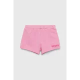 Guess Dječje pamučne kratke hlače boja: ružičasta, glatki materijal