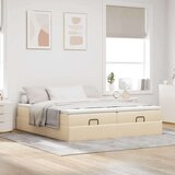 vidaXL otomanski okvir kreveta s madracima krem 180x200cm od tkanine | shoptok.hr