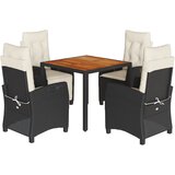  5-dijelni vrtni blagovaonski set s jastucima od poliratana crni Crna 90 cm table length | shoptok.hr