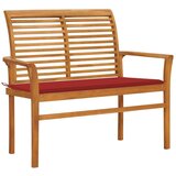  Klop z rdečo blazino 112 cm trdna tikovina Cene