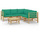  Sedežna garnitura 6-delna z zelenimi blazinami bambus | Shoptok.si