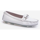 S. BARSKI White Women's Leather Moccasins With Decoration S.Barski LR339 | Shoptok.si