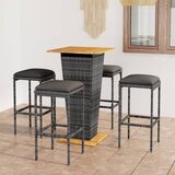  Stol i stolice - 5-dijelni vrtni barski set od poliratana s jastucima sivi - Siva Dužina stola 60 cm 4 Cijene