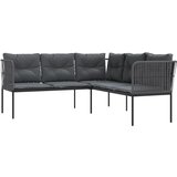  Vrtna sofa s jastucima L-oblika crna od čelika i tekstilena | shoptok.hr