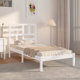 Maison Chic Posteljni okvir - Enojna postelja - Postelja za odrasle bel iz trdnega lesa 90x200 cm-J6370, (21767517) | Shoptok.si