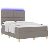  LED Box Spring Krevet Sivo-smeđa 140 x 190 cm tkanina | shoptok.hr