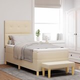 vidaXL Box Spring Postelja z Vzmetnico in Klopjo Krem 100x200 cm Tkanina, (22049861) | Shoptok.si