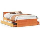 Maison Chic Posteljni okvir - Dvoposteljna postelja - Zakonska postelja brez vzmetnice z vzglavjem 140x200 cm borovina-J13523, (21770679) | Shoptok.si