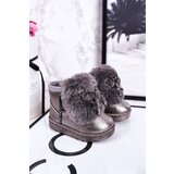 Kesi Children's Snow Boots Insulated With Fur Dark Grey Aurora | Shoptok.si