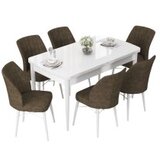 Hanah home set trpezarijski sto i 6 stolica nef white brown | ePonuda.com