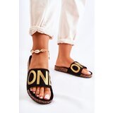 EVENTO Classic Slip-On Slippers With Inscription Black and Gold Bahari | Shoptok.si