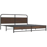 Metalni Kovinski posteljni okvir brez vzmetnice rjavi hrast 193x203 cm, (21608519) | Shoptok.si