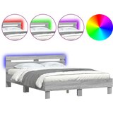 vidaXL Posteljni okvir z vzglavjem in LED siva sonoma 140x190 cm, (20978788) Cene