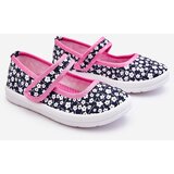 Boto Children's Velcro Ballerinas In Print Navy Blue And Pink Selah | shoptok.hr