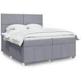 vidaXL Box spring postelja z vzmetnico svetlo siva 200x200 cm blago | Shoptok.si