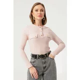 Lafaba Women's Powder Pocket Detailed Knitted Blouse