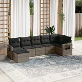 Maison Chic Seti vrtnega pohištva - Vrtna garnitura - Vrtni pohištvo set 7-delna z blazinami siv poli ratan, (21802771) | Shoptok.si