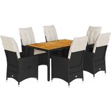  7-dijelni vrtni blagovaonski set s jastucima crni od poliratana | shoptok.hr