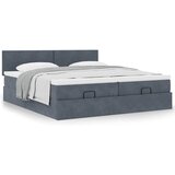 vidaXL Otomanski posteljni okvir z vzmetnicami siv 200x200cm žamet | Shoptok.si