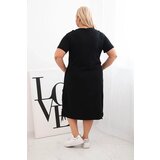 Kesi Włoski Women's cotton Plus Size dress with stars black + cornflower blue | Shoptok.si