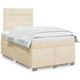vidaXL Box spring postelja z vzmetnico krem 120x200 cm blago Cene