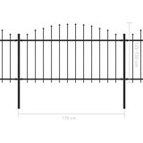vidaXL Vrtna ograja s koničastimi vrhovi jeklo (1,25-1,5)x10,2 m črna | Shoptok.si