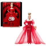 Barbie Podpisana zbirateljska lutka za Mattelovo 80. obletnico, bleščeča rdeča obleka iz tila, svetli lasje - 1 k. Cene