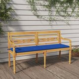 vidaXL Klop Batavia s kraljevsko modro blazino 150 cm trdna tikovina Cene