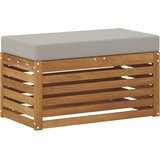  Vanjska stolica klupa s jastukom Prirodna 80 x 43 x 37 cm - Prirodna i svijetlo siva 80 cm Zatvoren prostor za noge | shoptok.hr