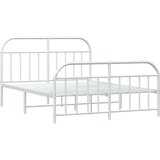 Metalni okvir kreveta uzglavlje i podnožje bijeli 150 x 200 cm | shoptok.hr