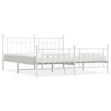 The Living Store Kovinski posteljni okvir z vzglavjem in vznožjem bel 193x203 cm - Posteljni Okvir, (21527791) | Shoptok.si