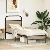 vidaXL Posteljni okvir brez vzmetnice 75x190 cm dim. hrast inž. les | Shoptok.si