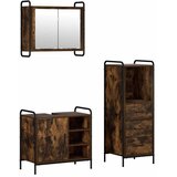  Set ormarića za kupaonicu 3 kom. Dimljeni hrast - Dimljeni hrast Ormarić za umivaonik (1 vrata i 1 polica) + viseći ormarić + ku | shoptok.hr