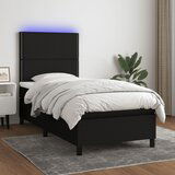 Maison Chic Box spring postelja - Vzmetna postelja z vzmetnico LED črna 90x190 cm blago SL22019, (21892416) | Shoptok.si