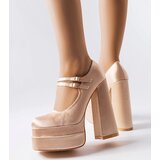 Gemre Beige high block heel pumps Gabriel | ePonuda.com