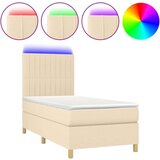  Box spring postelja z vzmetnico LED krem 100x200 cm blago, (20900597) | Shoptok.si