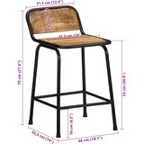  Barski stolci 4 kom 46x35,5x70 cm masivnog grubog drva manga | shoptok.hr